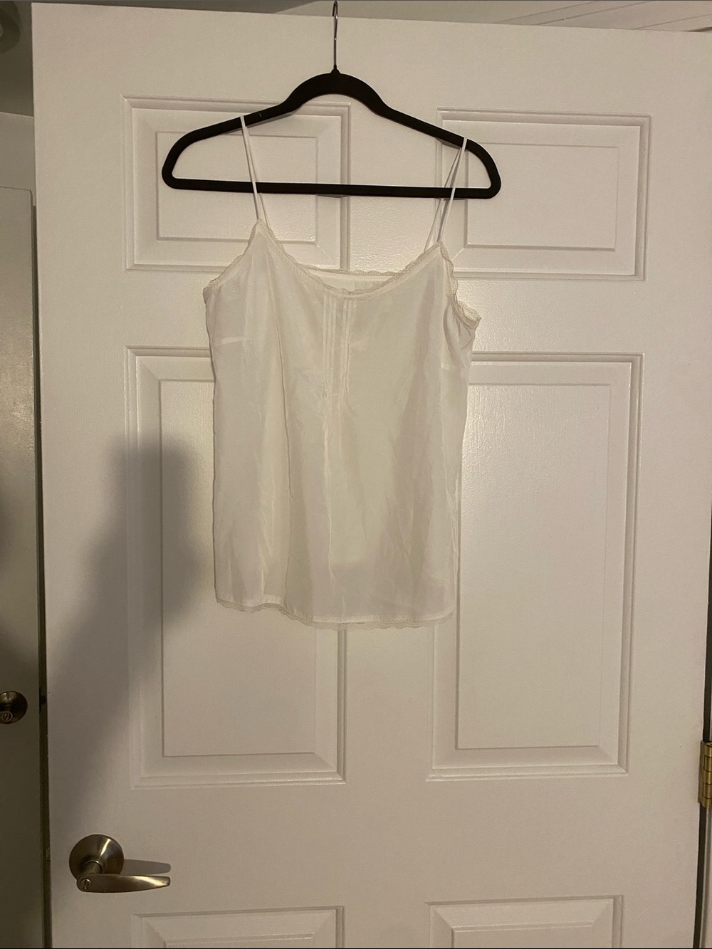 New York & Company White Lace-Trim Spaghetti Strap Cami